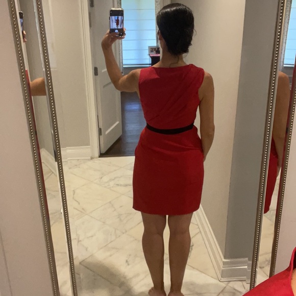 Cynthia Steffe over the knee red draped dress - Picture 4 of 10